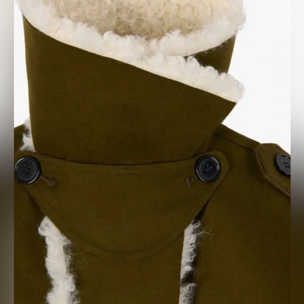 Zara SPRLS Collection khaki Wool Mix Shearling Jacket - Picture 5 of 16